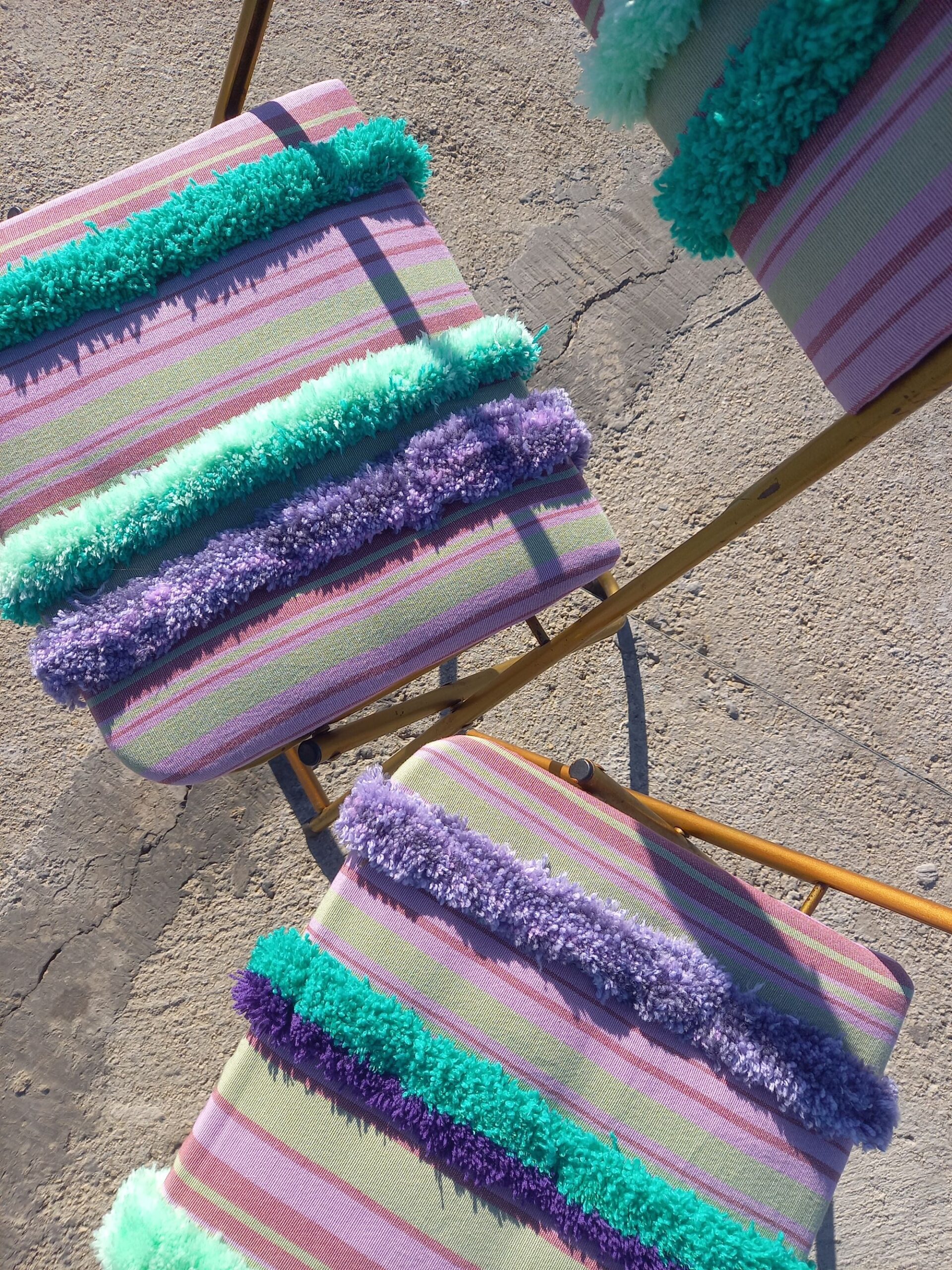 Paire de chaises Lafuma violette rose et verte – Image 5