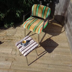 Tabouret formica blanc et marron